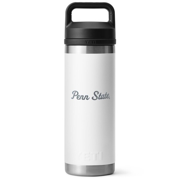 Yeti Rambler 18oz white bottle with chug cap and script Penn State